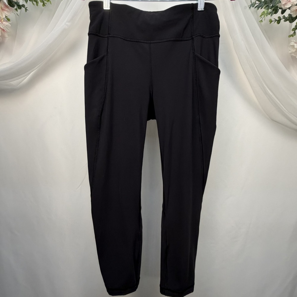 Lululemon Athletica High Rise Ankle Leggings Black Solid  Sz 8